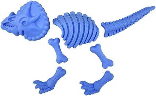 Miniatura 5 de Zugar Land Juego de moldes de arena fósil de dinosaurio (3 dinosaurios amarillo, verde y azul) de plástico. 22 piezas. Kit de Paelontólogo Joven
