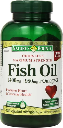 Aceite de Pescado Nature's Bounty Fuerza máxima. 0,05 oz, 0,034 oz Omega-3, 130 capsulas líquidas revestidas y paquetes múltiples, LAAM_B004BF8LOM, 1