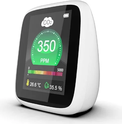 Miniatura 2 de Monitor de calidad de aire de CO2, medidor de contaminación y ventilación, sensor que prueba y detecta niveles de CO2 PPM, temperatura y humedad