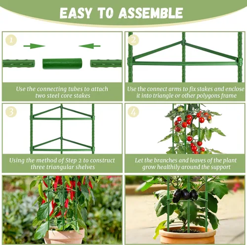 Miniatura 4 de Legigo Paquete de 4 jaulas de tomate de 4 pies para soporte de plantas de jardín, estacas de jardín de hasta 48 pulgadas, jaula de tomate