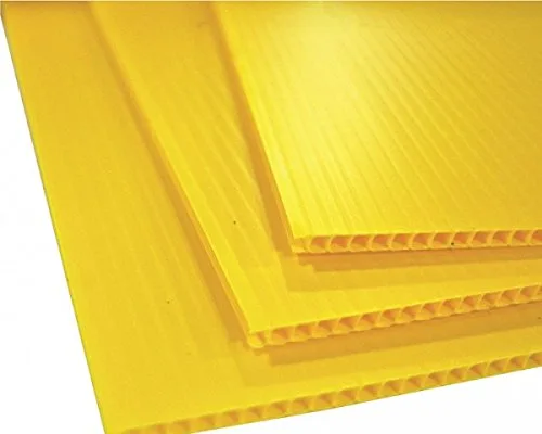 Paquete de 10 láminas de plástico corrugado amarillas de 24 x 36 pulgadas, horizontal