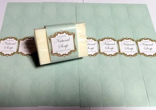 Miniatura 2 de Cinta de papel de envoltura para barra de jabón casera, productos hechos a mano, 20 piezas (Vertical 1 - Azul bebé)