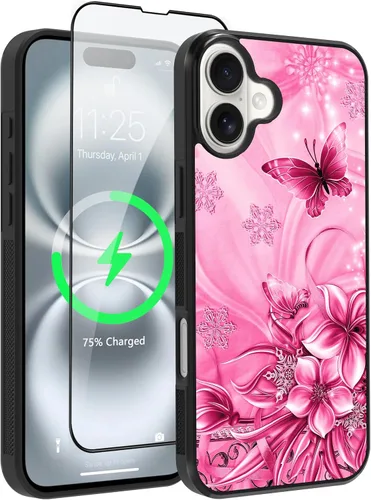 Miniatura 14 de OOK Funda Magnética para iPhone 15 Plus Diseño de Nebulosa Espacial de Flores Morado Profundo [Compatible con MagSafe] PC Duro + TPU Suave