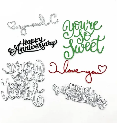 Miniatura 6 de Metal Love You Happy Anniversary Blessing Words Die Cuts, You are So Sweet Greetings - Plantillas para manualidades, plantillas de molde