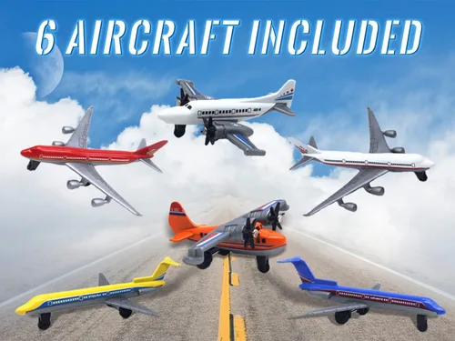 Miniatura 5 de Crelloci Toy Airplane Paquete de 6 Mini Aviones Fundidos a Presión, el Set de Juego Incluye Planeador y Aviones de Aerolíneas para Favores de Fiesta