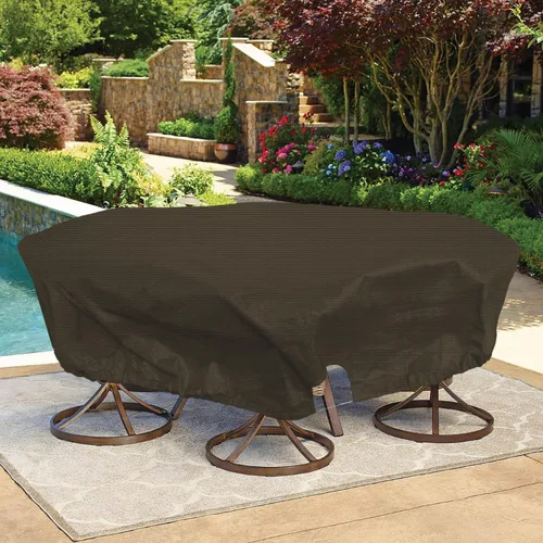 Miniatura 9 de Bynbbur Funda impermeable para muebles de patio de 13 pies con dobladillo de cuerda de alambre en todos los bordes, fundas redondas para piscina