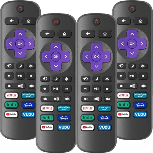 Paquete de 4 controles remotos de repuesto solo para Roku TV, compatible con todos los TCL Roku/Hisense Roku/Onn Roku/Sharp/Philips Roku (no para