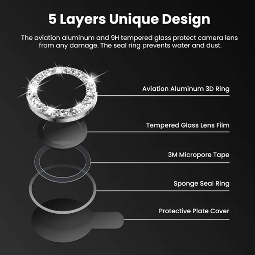 Miniatura 5 de Tensea Protector de lente de cámara compatible con iPhone 12 / iPhone 12 Mini, protector de pantalla de vidrio templado 9H para iPhone 12 mini