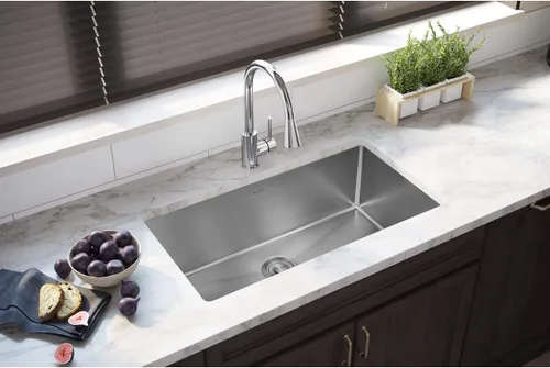 Miniatura 2 de Elkay EFRU311610T Crosstown - Fregadero de cocina de acero inoxidable de 32 1/2" bajo montaje, cuenca única - Acero inoxidable