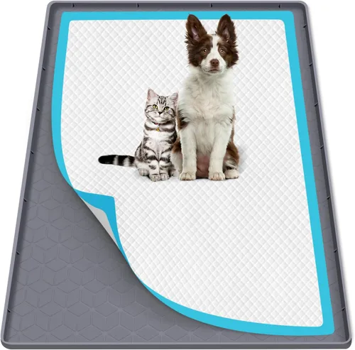 Miniatura 39 de Soporte para orina para perros, 51 x 25.6 pulgadas, de silicona, a prueba de fugas, borde alto, antiderrames, para cachorros, gatos, conejos