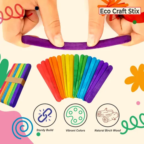 Miniatura 4 de Palitos de manualidades jumbo de colores Eco Craft Stix de 6 pulgadas, paquete de 1,000 unidades de palitos de manualidades jumbo