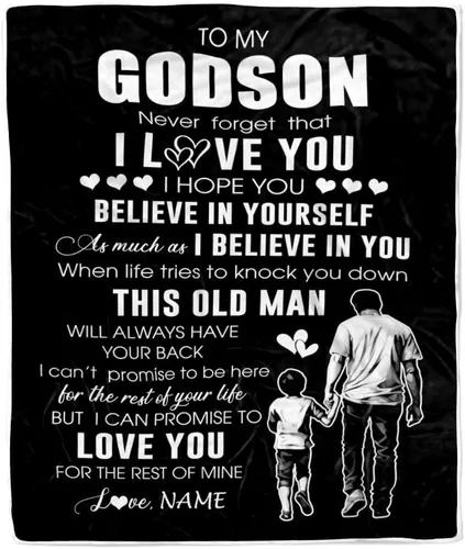 Miniatura 18 de Manta personalizada con texto en inglés «To My Godson», de Godmother Godmother Wolf Moon, My Love for You is Forever Godson Birthday Christmas
