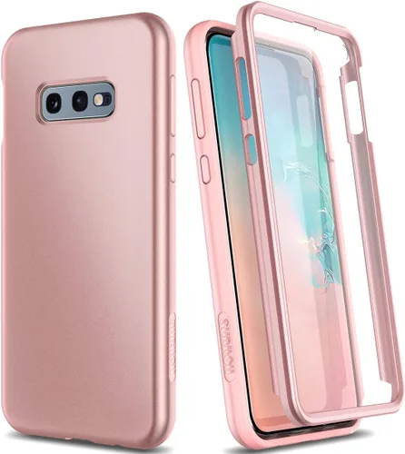 SURITCH Funda para Samsung Galaxy S10e, 【Protector de pantalla integrado】【Compatible con carga inalámbrica】Cubierta trasera resistente híbrida Oro