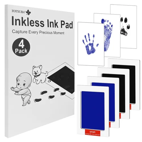 Miniatura 10 de Kit de toallitas para huellas de recién nacidos, sin tinta, sin tinta, para regalo (color negro/rosa, paquete de 4)