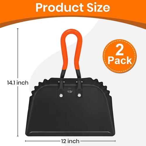 Miniatura 7 de (2 unidades) - Sartenes de metal resistentes, recogedor de basura para exteriores de 12 pulgadas con mango de mano de goma, pala grande ancha