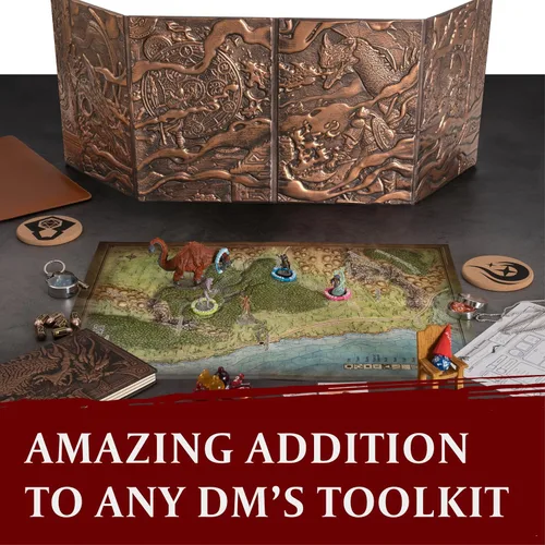 Miniatura 5 de DND DM Screen 5e - D&D Dungeon Master - Pantalla 3D de piel sintética con insertos personalizables, Dungeons & Dragons GM / Game Master, accesorios