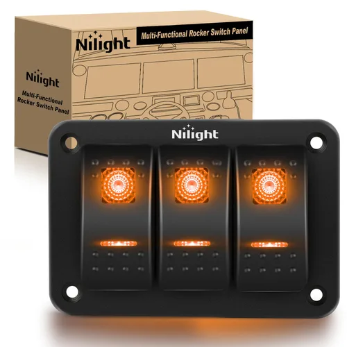 Miniatura 36 de Nilight Panel de interruptor basculante de 2 posiciones, 12V 24V DC, interruptores rojos, aluminio, 5 pines, ON OFF, precableado, impermeable