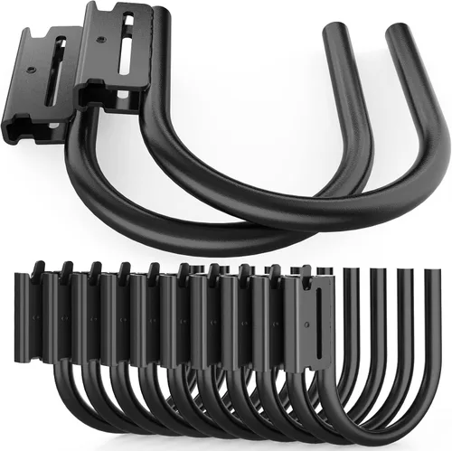 Miniatura 16 de E-Track - Paquete de 2 ganchos para pala resistentes para almacenar herramientas de mango largo, herramienta de acero grande, gancho doble en J, 6.0