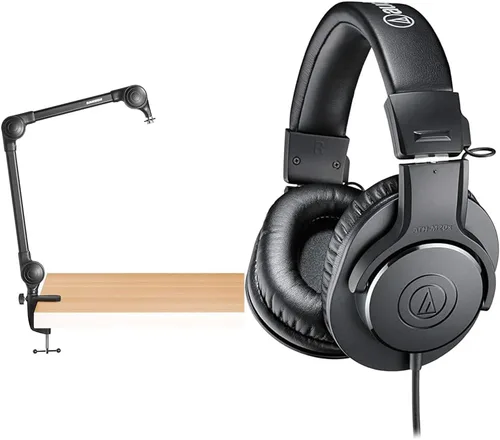 Samson MBA26 26" Micrófono Boom Arm y Audio-Technica ATH-M20X Studio Monitor Auriculares Bundle
