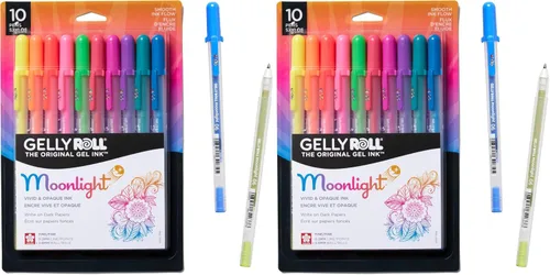 Miniatura 10 de SAKURA Gelly Roll Moonlight 25 Pack, 06 Punta fina, Bolígrafos de tinta de gel opacos brillantes, tinta cremosa y suave, escribe sobre papel oscuro
