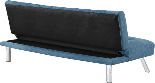 Miniatura 9 de OSP Home Furnishings Sawyer - Sofá futón convertible con fácil elevación y patas de acero inoxidable, tela azul