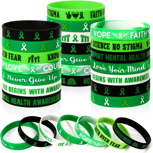 Miniatura 29 de JUNEBRUSHS 42 piezas de accesorios de concientización sobre el cáncer de mama, pulseras de silicona Esperanza Fe Fuerza Coraje, pulseras accesorios