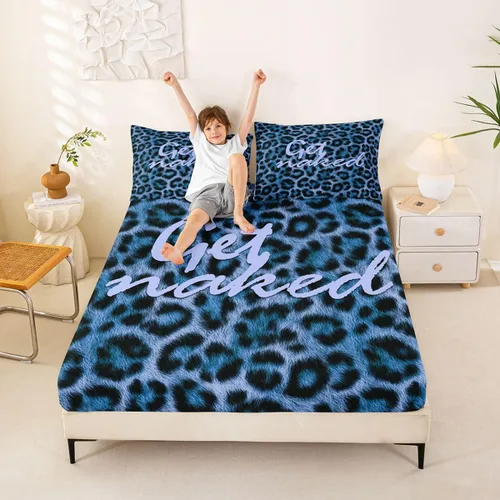 Miniatura 7 de Feelyou Leopard Print Lips Fitted Sheet Twin Size for Kids Boys Girls Cheetah Print Bed Sheets Set 16" Deep Pocket Soft Breathable Microfiber