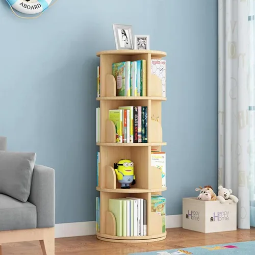 Miniatura 3 de Gdrasuya10 Estantería giratoria de 4 niveles para niños, estantería giratoria de 360 grados, estantería apilable para libros, estante
