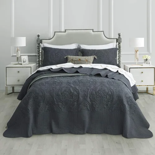 Miniatura 8 de CHIXIN Juego de colcha extragrande tamaño King – Funda de cama ligera – Hermosas costuras – Colcha reversible de 5 piezas – Patrón de paisley