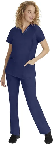 Miniatura 3 de Healing Hands Scrubs Top 3 bolsillos con cuello en V 2278 Jasmin para mujer, Azul (Aqua Mist)