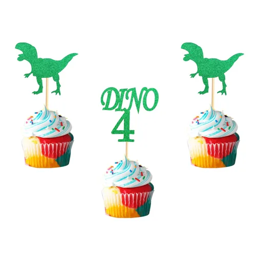 Miniatura 12 de Decoración de pastel de dinosaurio con hojas Dinsaurs para pastel de cumpleaños con temática de dinosaurios, baby shower, niños, fiesta de Hb Dino