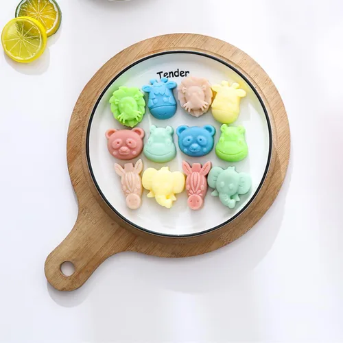 Miniatura 2 de Molde de silicona con forma de animal de 24 cavidades, incluye elefante, hipopótamo, león, oso, antiadherente, moldes para hornear para decoración