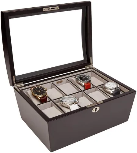 Miniatura 4 de Mele Co Royce - Caja de madera con tapa de cristal de bloqueo personalizada para relojes y accesorios