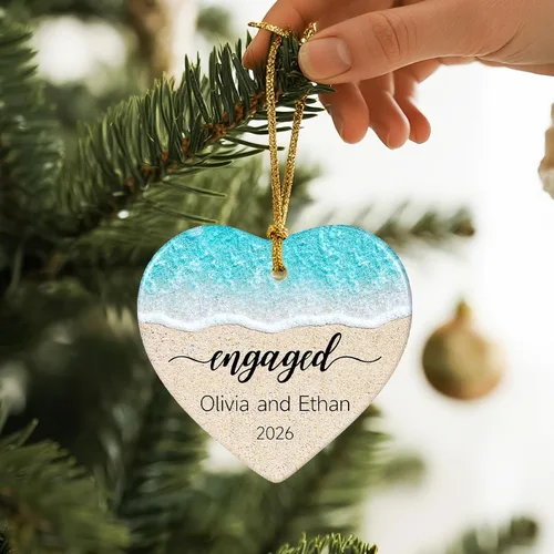 Miniatura 4 de Adorno personalizado para casados de primera Navidad 2026, regalos de compromiso para parejas, adorno de boda personalizado para recién casados