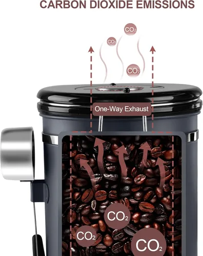 Miniatura 2 de Recipiente de café hermético de 60.9 fl oz con rastreador de fecha y ventana transparente, recipiente de café de 22.8 onzas líquidas con cuchara