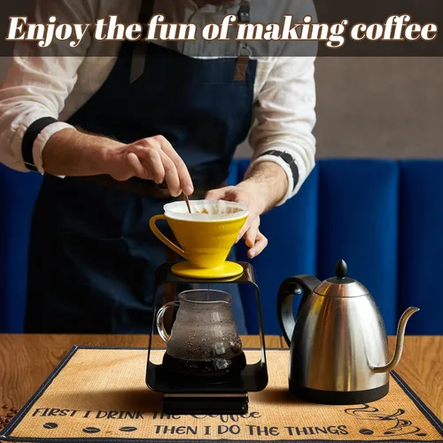 Miniatura 5 de Tegeme 2 tapetes de café de 18 x 12 pulgadas mate para encimera, manteles individuales rústicos de arpillera, decoración para máquina de espresso