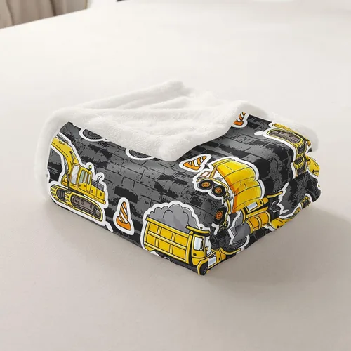 Miniatura 5 de Manta de franela de excavadora, manta Sherpa para niños, niños, adolescentes, niños, caricaturas, construcción, tractor, manta de cama, manta