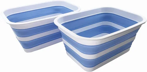 Miniatura 10 de SAMMART Tina plegable de 12 litros (3.17 galones), bandeja portátil de picnic al aire libre, lavabo de lavado portátil, bañera de plástico que Gris