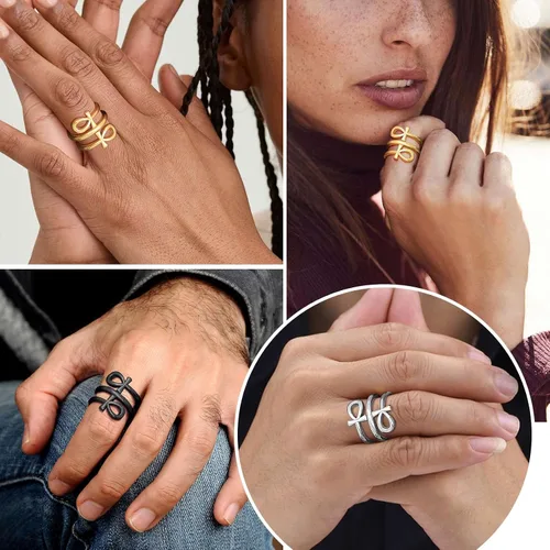 Miniatura 2 de ChainsProMax Puede grabar anillos de cruz Ankh para hombres y mujeres, anillo de mitología de joyería egipcia, acero inoxidable, chapado en oro