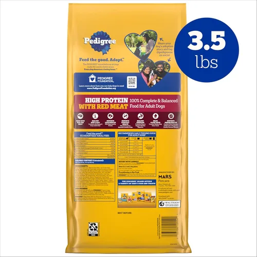 Miniatura 8 de Pedigree Alimento seco para perros adultos con alto contenido de proteínas, sabor a carne de res y cordero, bolsa de 3.5 libras