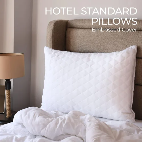 Miniatura 2 de Diamond Elegant - Juego de 4 almohadas de cama para dormir, tamaño Queen, almohadas de hotel para dormir de lado y boca abajo, funda 100% algodón