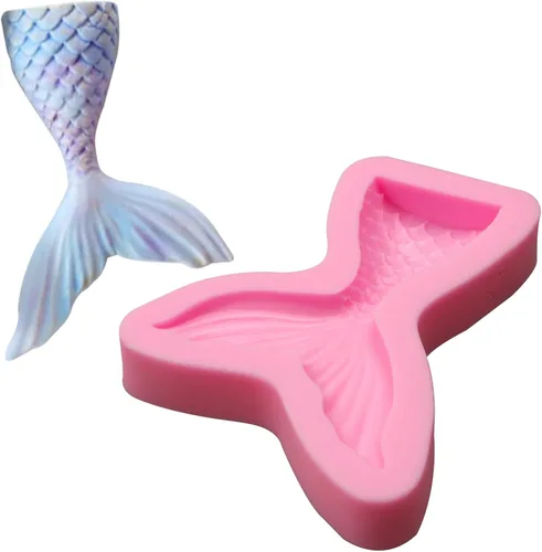 Miniatura 8 de Moldes de fondant con temática marina, 4 piezas, cola de sirena, concha, estrella de mar, para hornear, chocolate, moldes de silicona