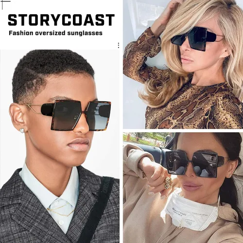 Miniatura 2 de STORYCOAST Gafas de sol cuadradas de gran tamaño para mujer, a la moda, con protección UV400