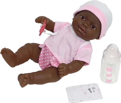 JC Toys - La Newborn Nursery | Juego de regalo de muñeca de 7 piezas | Muñeca afroamericana realista de 12 pulgadas con accesorios | Rosa | A partir