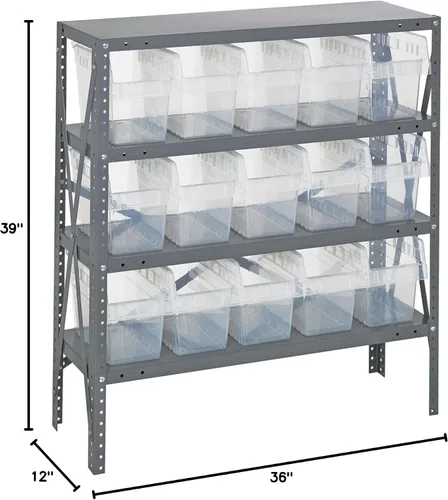 Miniatura 417 de Quantum QSBU-245BK Heavy Duty Shelving Unit with (7) Shelves and (24) QUS245 Black Bins for Garage Warehouse Storage Distribution 400 lb Load
