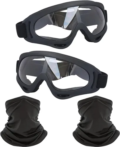LJDJ Gafas de motocicleta, paquete de 2 unidades, para motocross, ATV, motocross, senderismo, protección con 2 unidades de máscara bandana