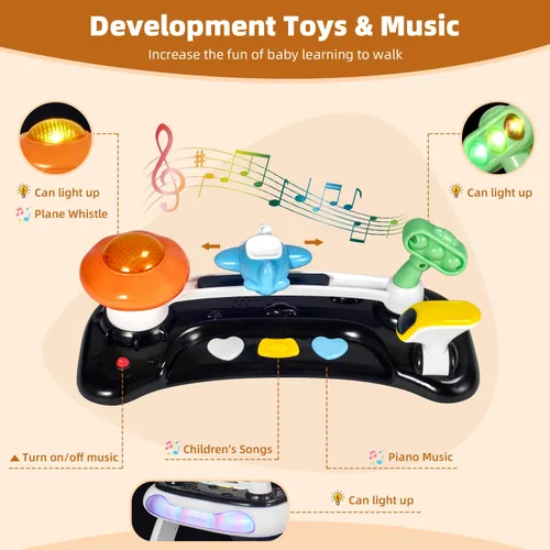 Miniatura 6 de Andador de bebé 5 en 1 con ruedas, andadores de bebé para niños y niñas de 6 a 18 meses, andador plegable ajustable con saltador, bandeja de Negro