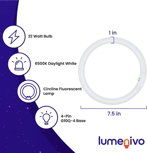 Miniatura 2 de lumenivo FCL22T5/D - Bombilla de repuesto para Rialto 7085-8 T5 de 22 W, 4 pines (G10Q-4), bombilla circular fluorescente de 7.5 pulgadas