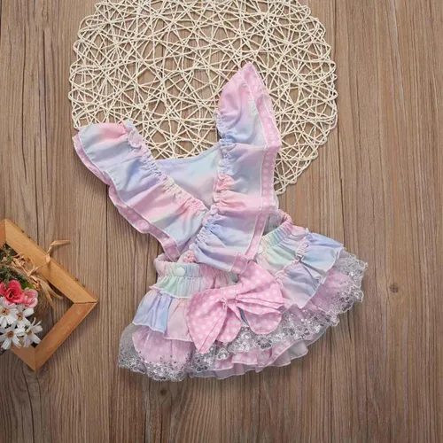 Miniatura 4 de Mameluco inflable con volantes y espalda cruzada para niñas