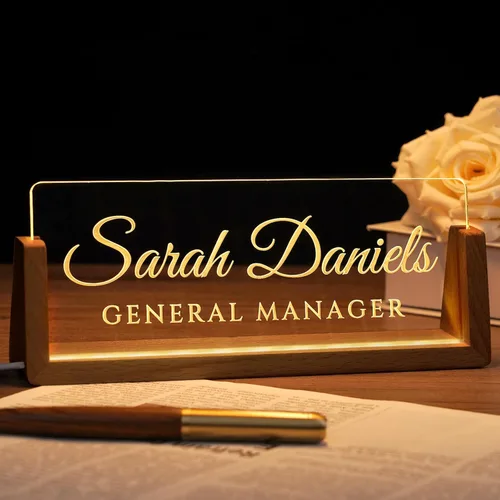 Miniatura 13 de Placa de nombre de escritorio personalizada, placa de identificación personalizada con luz de oficina para escritorios, decoraciones de escritorio